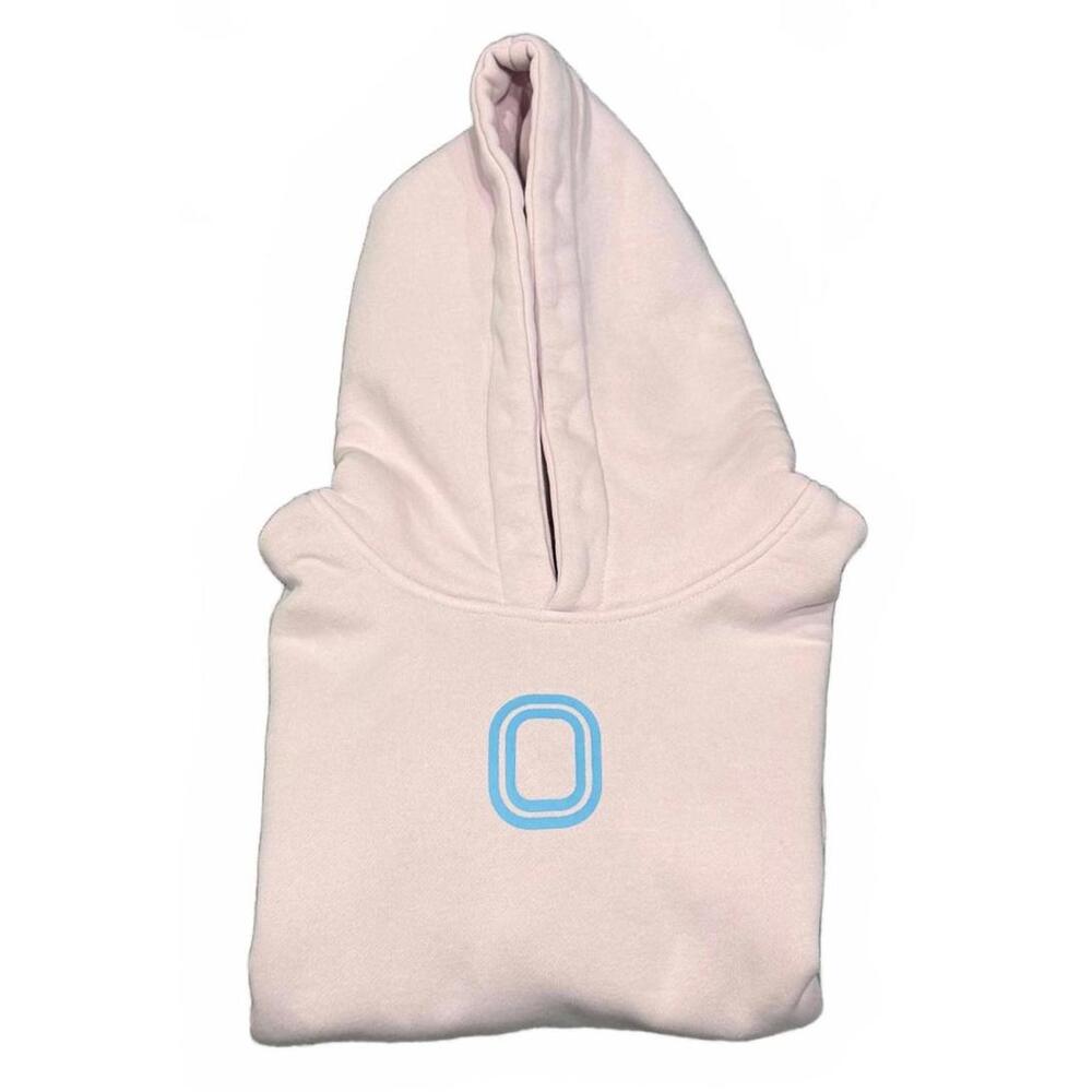 Overtime‎ Classic Hoodie Soft Pink Blue Logo OT Graphic Sleeve Pullover Y-Large